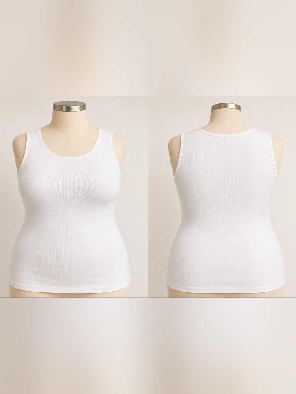 Lane Bryant Cream Ribbed Tank Top
